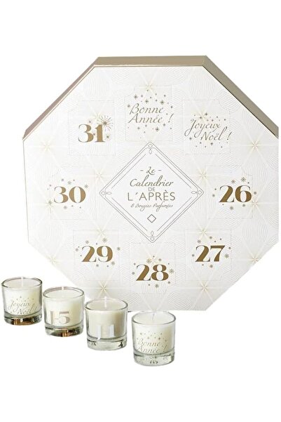 miraza Calendar Advent Mare Craciun cu 8 Lumanari, Parfumuri Premium Frantuzesti Variate, Alb