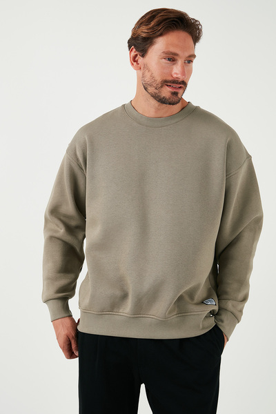 Buratti Регулярна кройка, велосипедна яка, памучен вътрешен слой, мек шардон, мъжки суитчър SWEAT 5905255