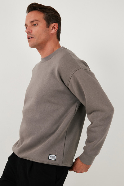 Buratti Регулярна кройка, велосипедна яка, памучен вътрешен слой, мек шардон, мъжки суитчър SWEAT 5905255