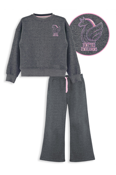 Denokids Šedá tepláková souprava Unicorn pro dívky