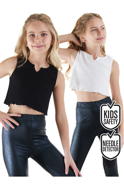 Denokids Κοριτσίστικο Μαύρο και άσπρο Crop Tank Σετ 2 τεμαχίων