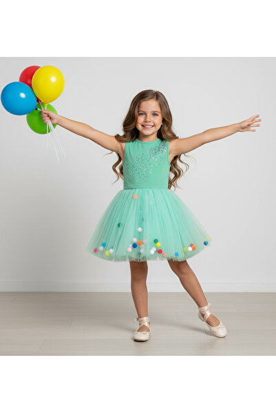 By Piera 09287 Модел детска рокля с помпон