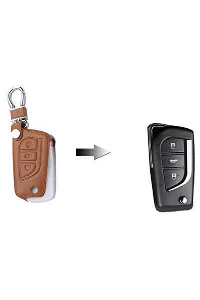 VTH Eco-leather key case for Toyota Yaris/Camry/Corolla/Prado/RAV4/Hilux - Brown
