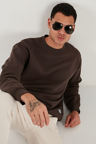 Buratti Регулярна кройка, велосипедна яка, памучен вътрешен слой, мек шардон, мъжки суитчър SWEAT 5905255