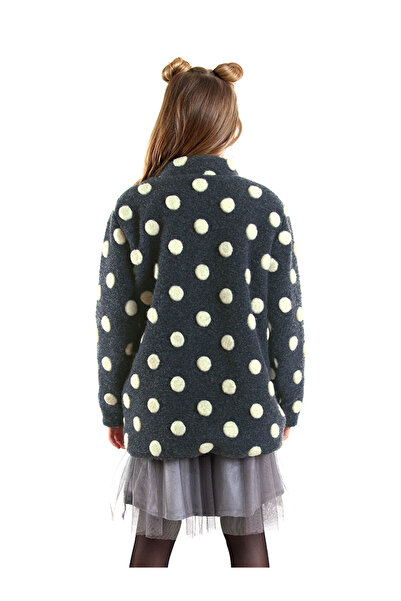 Denokids White Polka Dot Girl's Smoked Coat