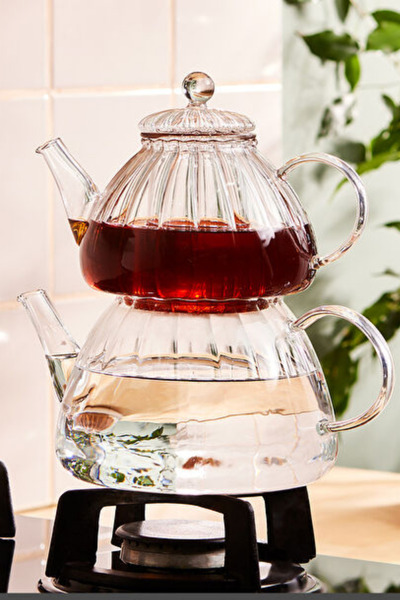 ERKUGO Modern 600 / 1000ml Borosilikat Cam Demlik, Isıya Dayanıklı Cam Kapakl...