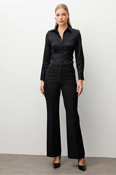 Moda İlgi Modailgi Beş Cep İspanyol Paça Pantolon Siyah