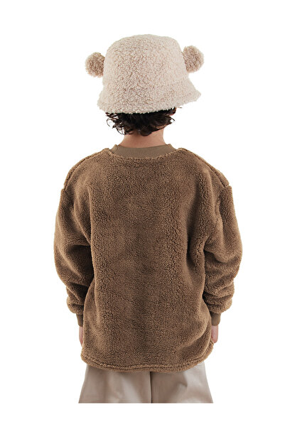 Denokids Каплан Овърсайз Момчешко Кафяво Плюшено Суитшърт