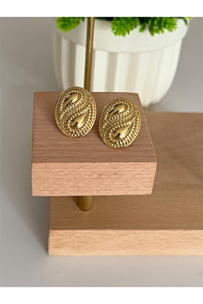 FIERA JEWELRY Vintage Gold Renk Altın Kaplama Gold Çelik Küpe