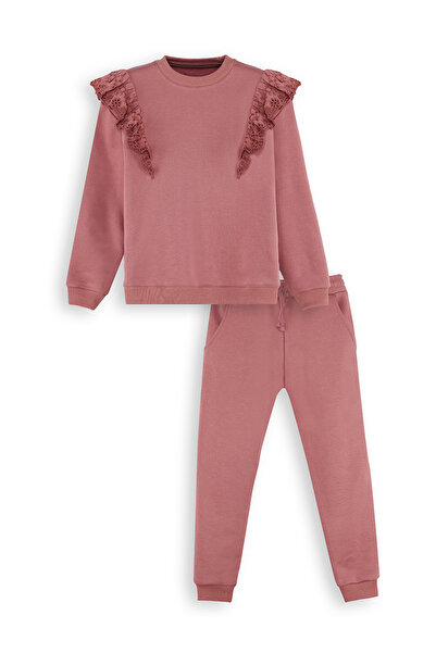 Denokids Σετ αθλητική φόρμα Dusty Rose για κορίτσια με βολάν