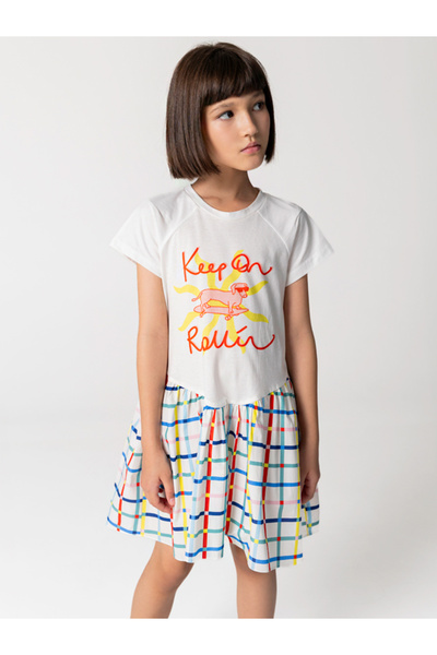 SheShe Κοριτσίστικο φόρεμα από βαμβακερό μπλουζάκι με φούστα