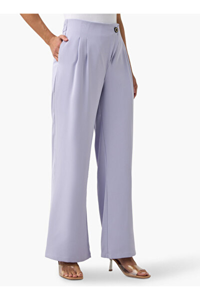 2Xtremz Tailored Fit Wide Leg Pants With Button Detail