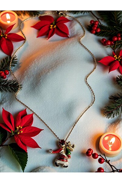 Amabel Jewelerys قلادة نسائية بسلسلة فولاذية لرأس السنة الجديدة مع تصميم سانت...