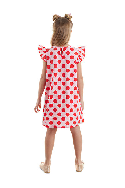 Denokids Ροζ Poplin Frilly Καλοκαιρινό Chubby Cat Girl's φόρεμα