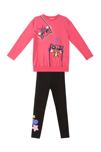 Denokids Bestie Cats Girl's T-shirt Tights Set