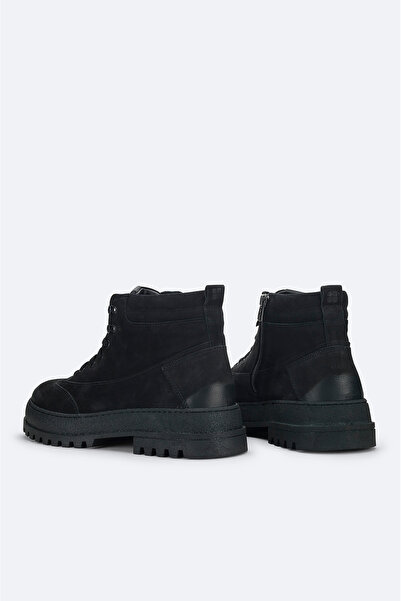 Avva Pánské černé 100% kožené šněrované flexibilní a odolné lehké boty s termo podrážkou A32y8010