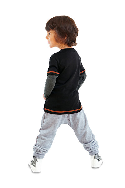 Denokids Rhino Boy Black T-shirt Sweatpants Set