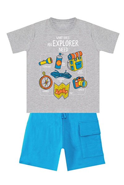 MSHB&G Boy's Explorer Camping Themed Summer T-shirt and Cargo Pocket Shorts Set