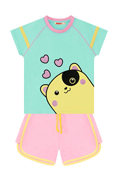 Denokids Girl's Summer T-shirt and Shorts Set - Heart