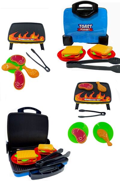 SAZE طقم شواء + محمصة توستر 2 لي؟ طقم لعبة مجموعة اللعب? آلة تحميص الخبز المح...