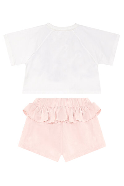 Denokids Frilly Summer Crop T-shirt and Shorts Set for Girl - Twin Ceylan