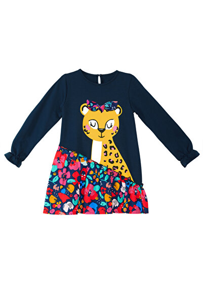 MSHB&G Navy Blue Girl's Dress - Floral, Leopard and Ruffle