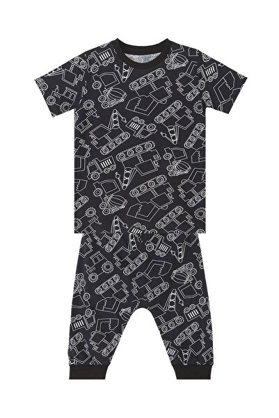 Denokids Car Boy's Black Summer T-Shirt Capri Shorts Set