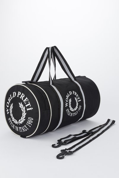 Butik Silindir Sporcu Çantası Siyah Omuz Askılı Fitness Sp