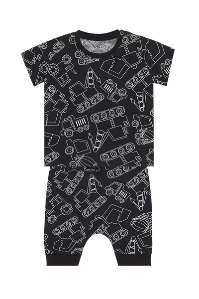 Denokids Car Baby Boy Black Summer T-Shirt Capri Shorts Set