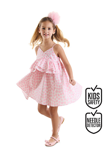 MSHB&G Ροζ πουά φόρεμα με λουράκι για κορίτσια με βολάν