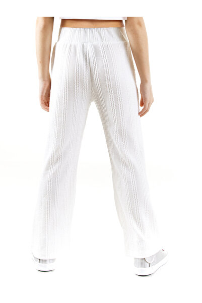 Denokids Girl's Pipe Leg Ecru Basic Sweatpants