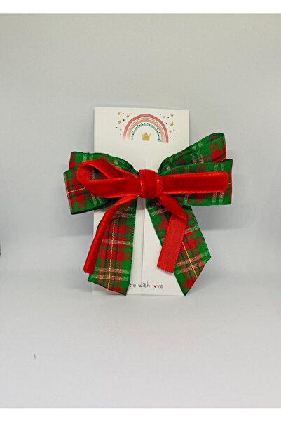 shop New Year's Themed Red and Green Colored Two-Piece Handmade Ribbon Buckle...