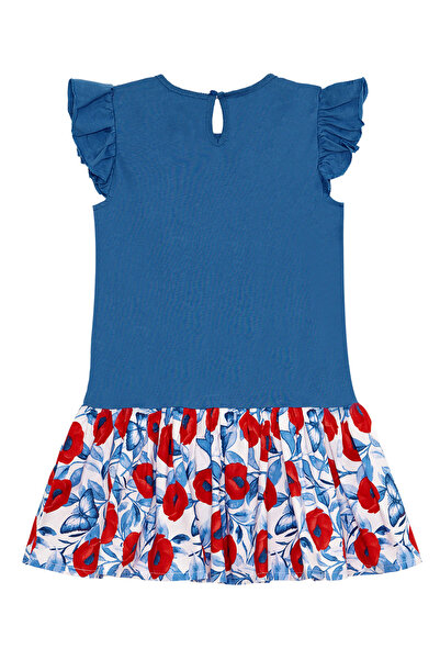 Denokids Μπλε φλοράλ μοτίβο Frilly Rabbit για κορίτσι φόρεμα