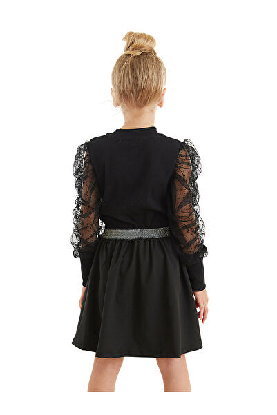 MSHB&G Black Tulle Girl's Turtleneck Blouse Skirt Set