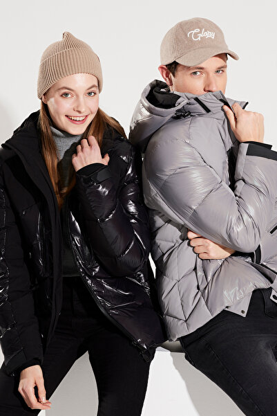 Avva Men's Gray Puffer Jacket - Goose Down, Water Repellent, Windproof, Strap and Detachable Hood A32Y