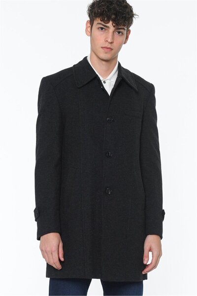 Dewberry PLT7226 BATTAL PALTO-DESENLİ SİYAH