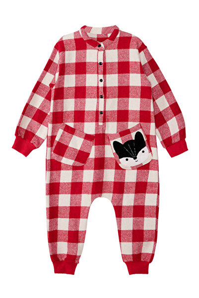 Denokids Fox Plaid Girls' Buttoned Woven Jumpsuit