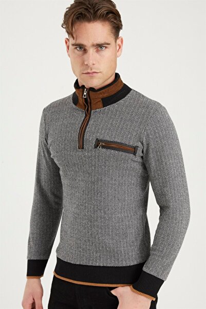 Dewberry 1039 ERKEK SWEATSHIRT-DESENLİ SİYAH