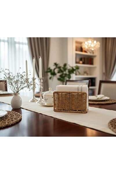 GÖNÜL COLLECTION Hasır Rattan Peçetelik Diktörtgen Saklama Kutusu