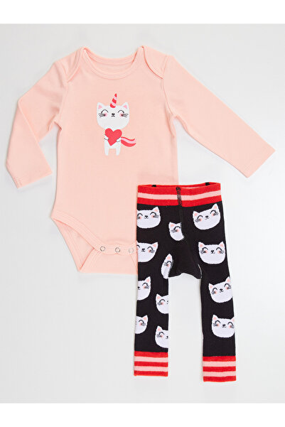 Denokids Cat Baby Girl Bodysuit Tights-Pants Set