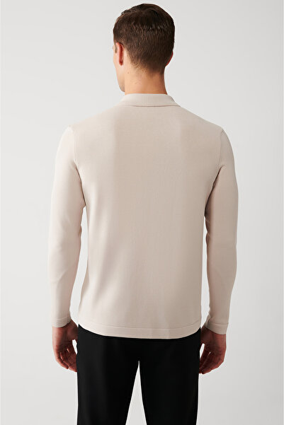 Avva Pulover pentru bărbați, bej, cu fermoar, din raion, A32y5199