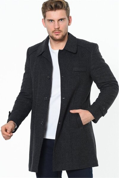 Dewberry PLT7226 BATTAL PALTO-DESENLİ ANTRASİT