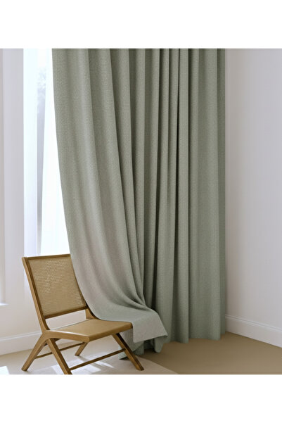 Ran Perde Düz Hasır Modern Keten Fon Perde - Sütlü Kahve - Pilesiz