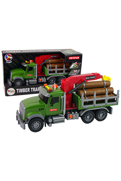 Bebelul Camion cu macara si busteni sunete si lumini transport lemn