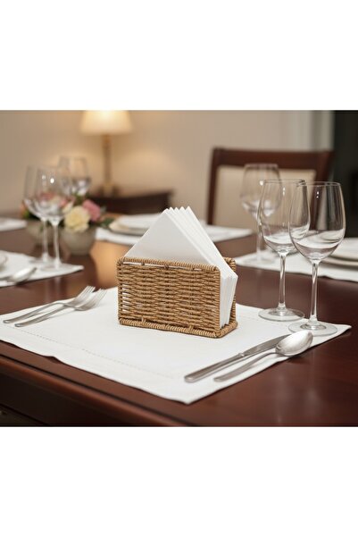 GÖNÜL COLLECTION Hasır Rattan Peçetelik Diktörtgen Saklama Kutusu