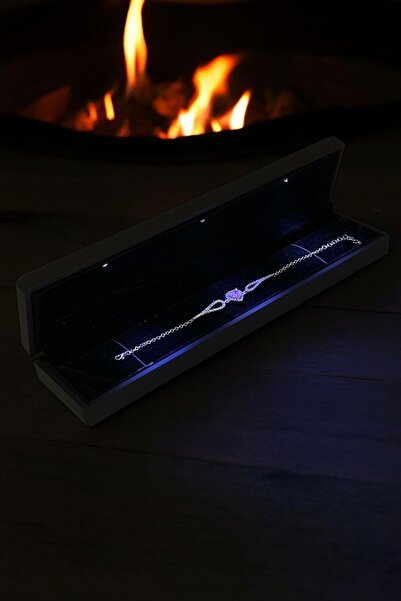 ADA LİFE GÜMÜŞ (IŞIKLI KUTULU)925 Ayar Gümüş Pırlanta Kalp Model Kadın Bileklik