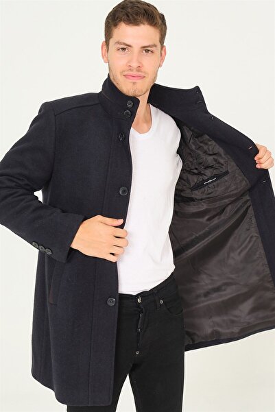 Dewberry PLT8386 ERKEK PALTO-DİAGONAL KOYU LACİVERT