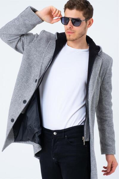 Dewberry PLT8395 DEWBERRY BATTAL PALTO-DİAGONAL GRİ