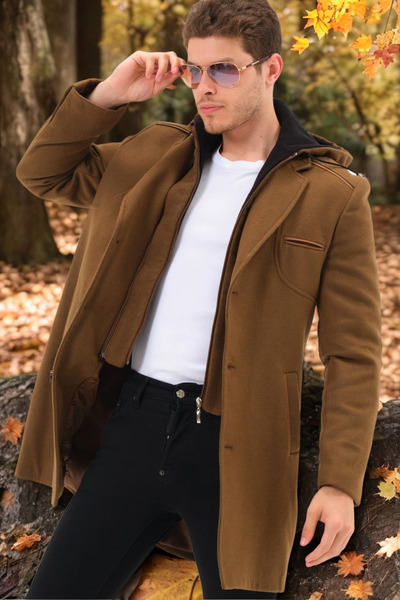 Dewberry PLT8371 DEWBRRY ERKEK PALTO-DÜZ CAMEL