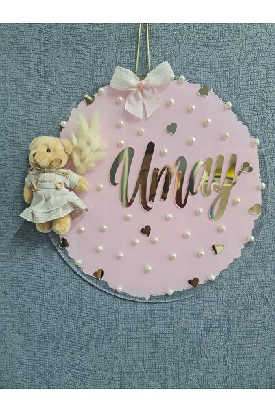 buketiket Toz Pembe Bebek Çocuk Odası Hastane Yenidoğan Ayıcıklı Kapı Süsü